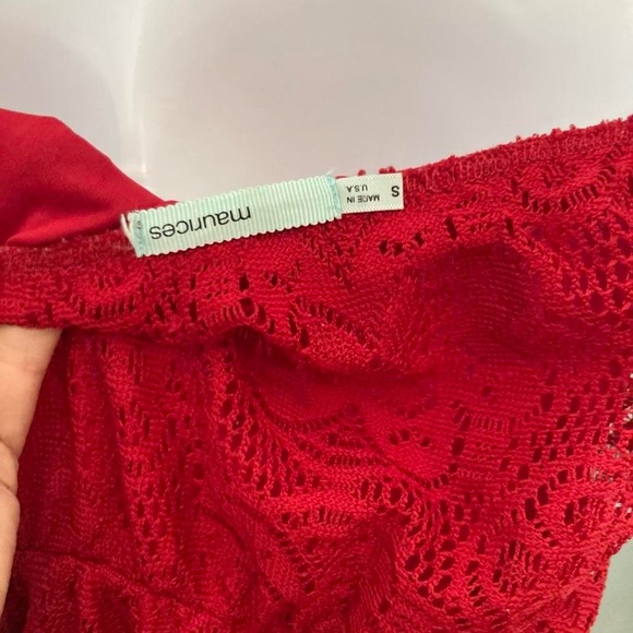 Red Lace strapless dress with a rope belt Maurices S - Picture 3 of 3